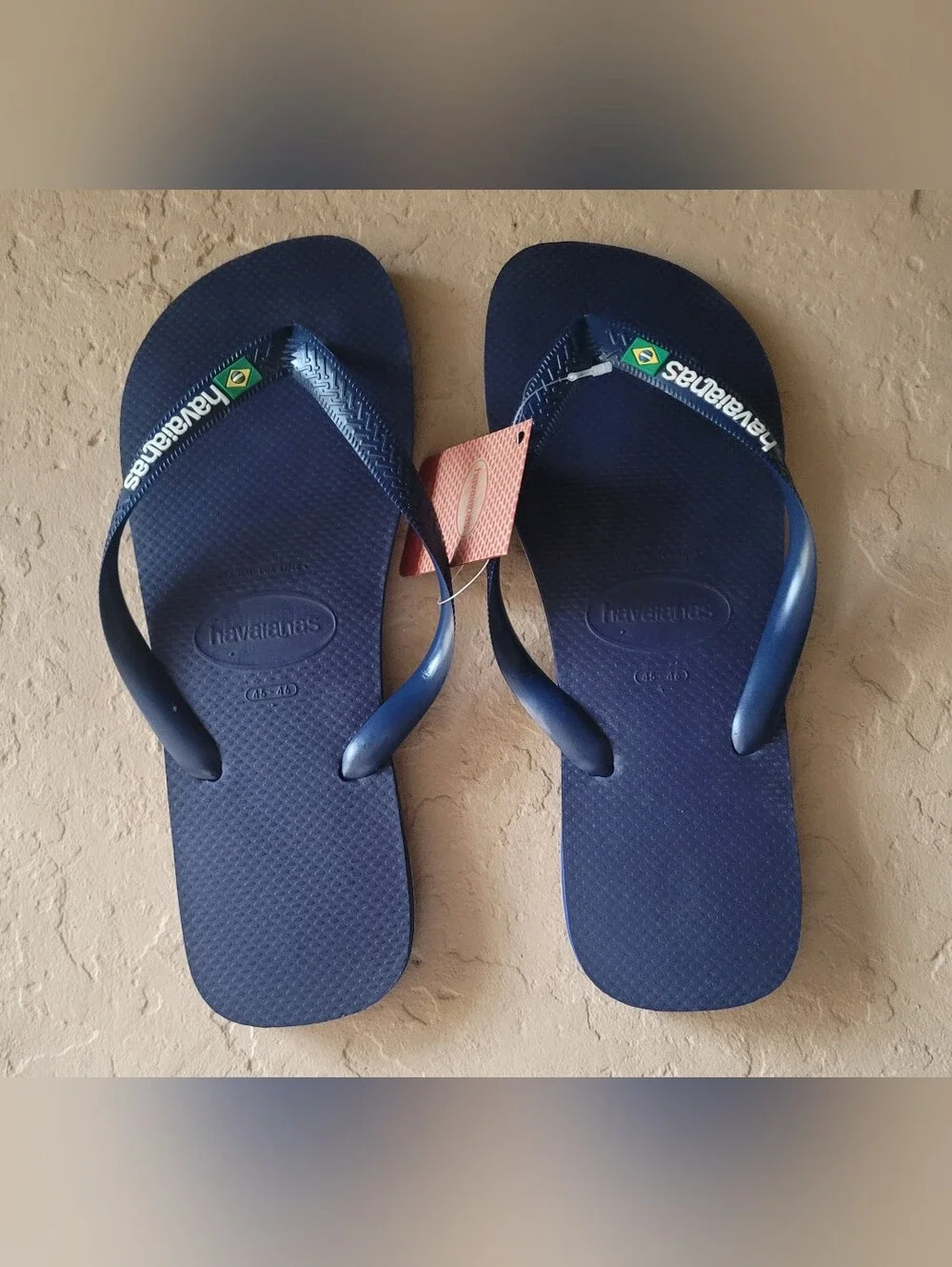 Size 45/46 (11/12) Havaianas Brazil Flag Logo Navy Blue Men Sandals